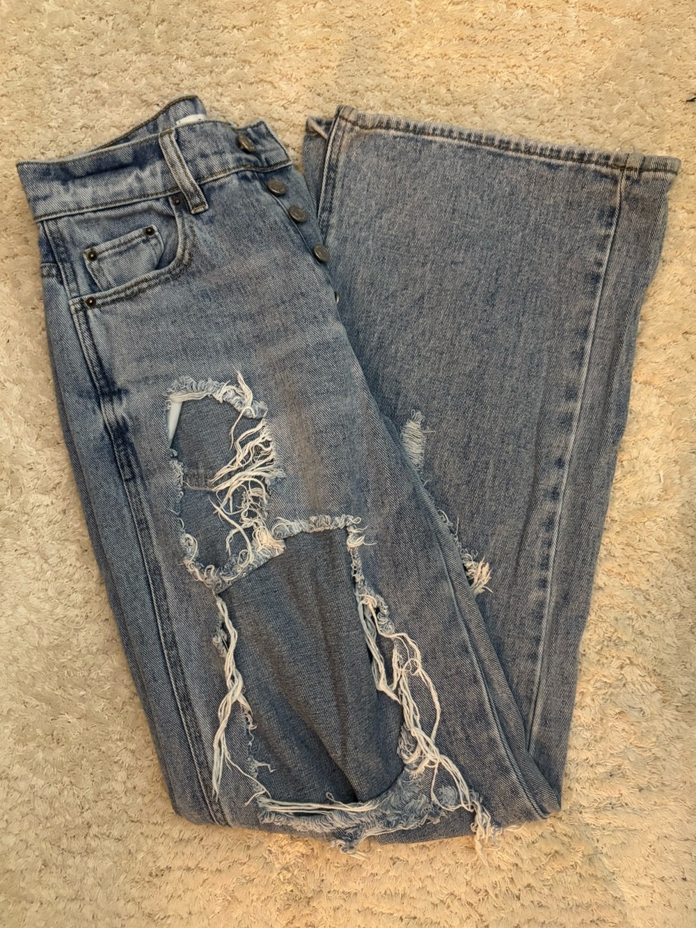 PacSun Ripped & Distressed Wide-Leg Jeans Size 24